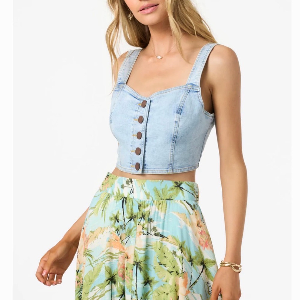 O’Neil Light Wash Denim Crop Tank Top - Women's